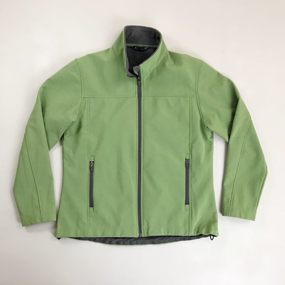 LAND'S END Soft Shell Jacket Small Fleece Lined Windbreaker Green - Picture 1 of 10
